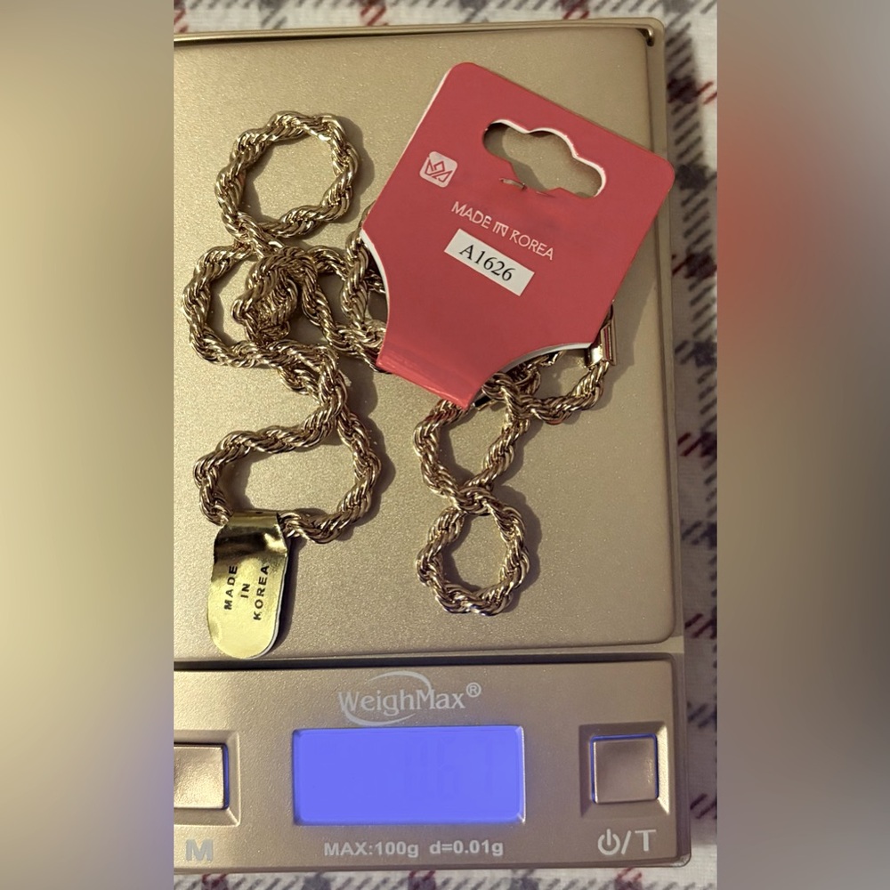 Gold plated rope chain